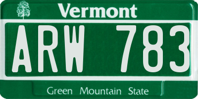 VT license plate ARW783