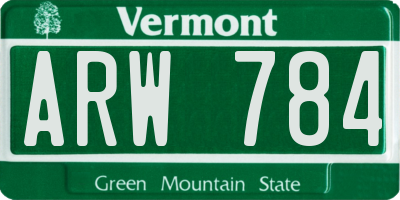 VT license plate ARW784