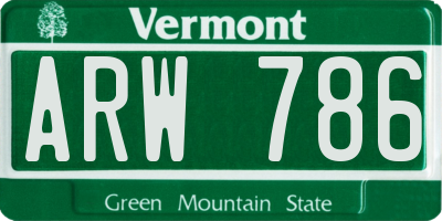 VT license plate ARW786