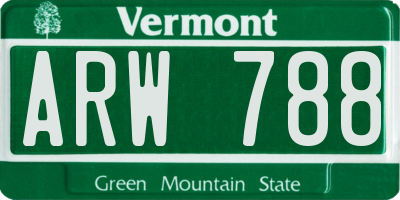 VT license plate ARW788