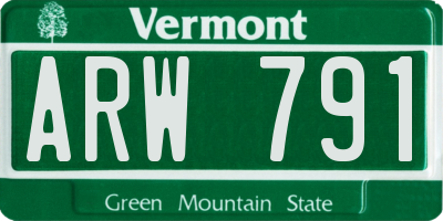 VT license plate ARW791