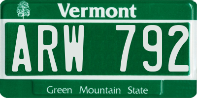 VT license plate ARW792