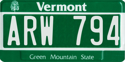 VT license plate ARW794