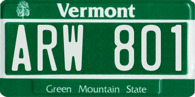 VT license plate ARW801