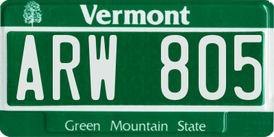VT license plate ARW805