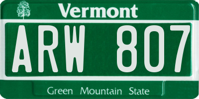 VT license plate ARW807