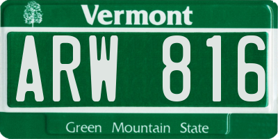 VT license plate ARW816