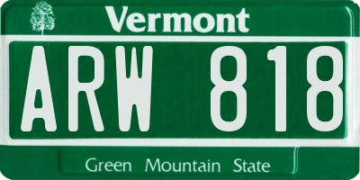 VT license plate ARW818