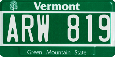 VT license plate ARW819