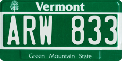 VT license plate ARW833