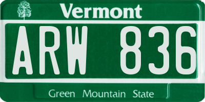 VT license plate ARW836