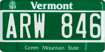 VT license plate ARW846
