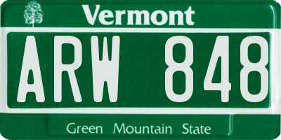 VT license plate ARW848