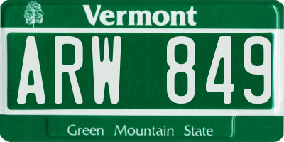 VT license plate ARW849