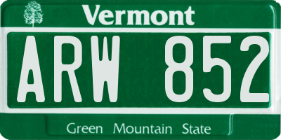 VT license plate ARW852