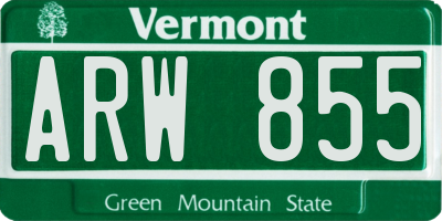 VT license plate ARW855
