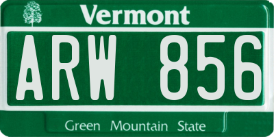 VT license plate ARW856