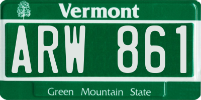 VT license plate ARW861