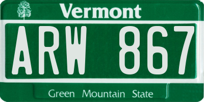 VT license plate ARW867