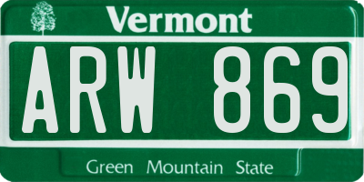 VT license plate ARW869