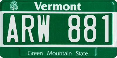VT license plate ARW881