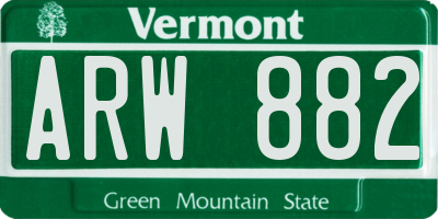 VT license plate ARW882