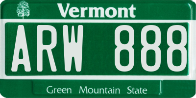 VT license plate ARW888