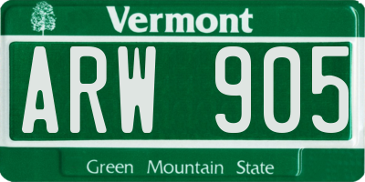 VT license plate ARW905