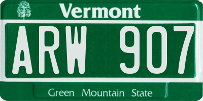 VT license plate ARW907