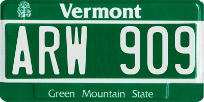 VT license plate ARW909