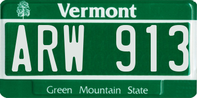 VT license plate ARW913