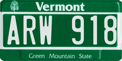 VT license plate ARW918