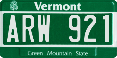 VT license plate ARW921