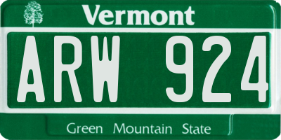 VT license plate ARW924