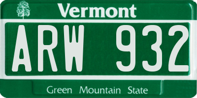 VT license plate ARW932