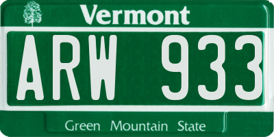 VT license plate ARW933