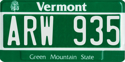 VT license plate ARW935
