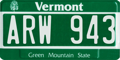 VT license plate ARW943