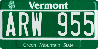 VT license plate ARW955