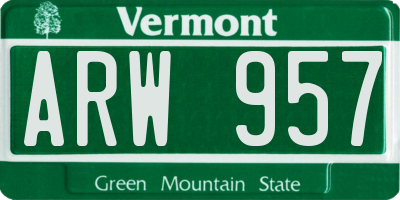 VT license plate ARW957