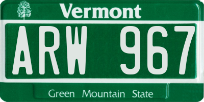 VT license plate ARW967