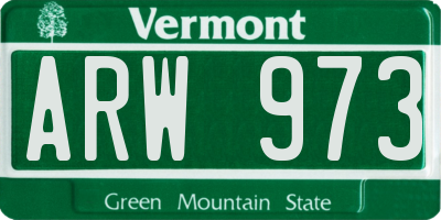VT license plate ARW973