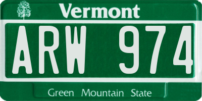 VT license plate ARW974
