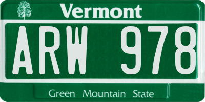VT license plate ARW978