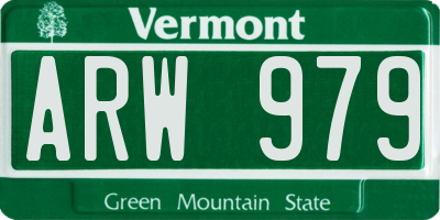 VT license plate ARW979