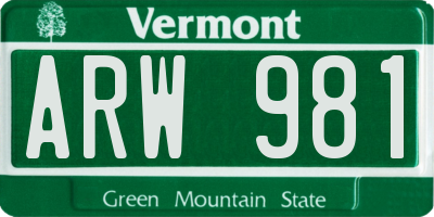 VT license plate ARW981