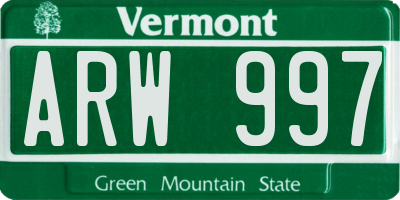 VT license plate ARW997