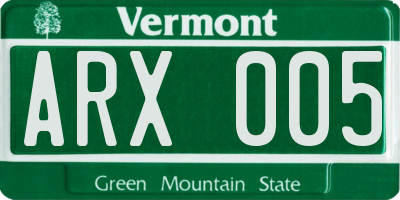 VT license plate ARX005