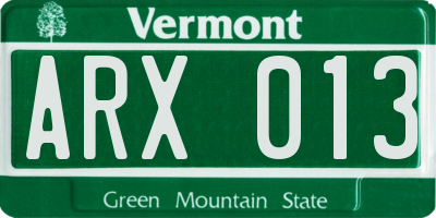 VT license plate ARX013