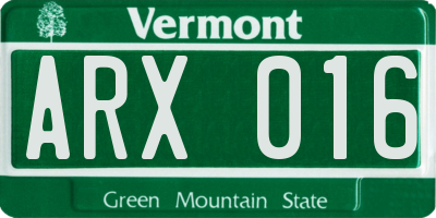 VT license plate ARX016